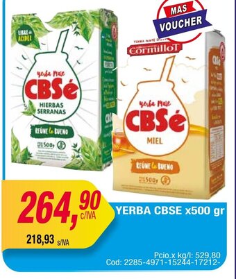 Maxiconsumo Yerba CBSE x 500gr oferta