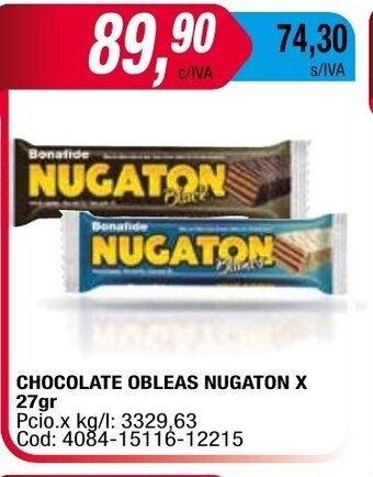 Maxiconsumo Chocolate Obleas Nugaton x 27gr oferta