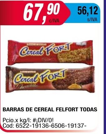 Maxiconsumo Barras de Cereal Felfort Todas oferta