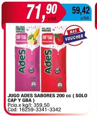 Maxiconsumo Jugo Ades Sabores 200cc oferta