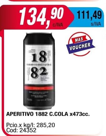 Maxiconsumo Aperitivo 1882 C.Cola x 473cc oferta