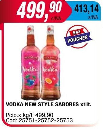 Maxiconsumo Vodka New Style Sabores x 1lt oferta