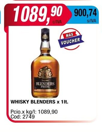 Maxiconsumo Whisky Blenders x 1lt oferta