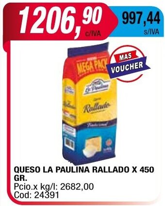 Maxiconsumo Queso La Paulina Rallado x 450gr oferta