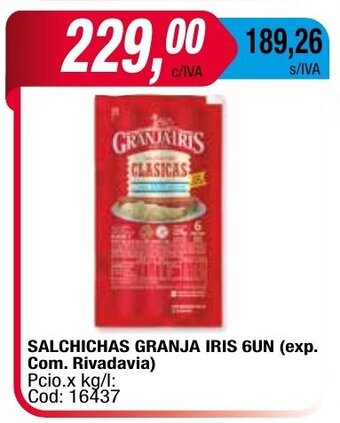 Maxiconsumo Salchichas Granja Iris 6un oferta