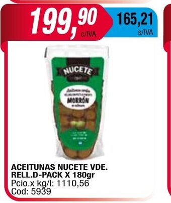 Maxiconsumo Aceitunas Nucete Vde. Rell. D-Pack x 180gr oferta