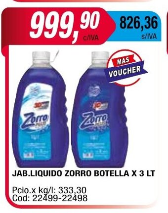 Maxiconsumo Jab. Liquido Zorro Botella x 3lt oferta