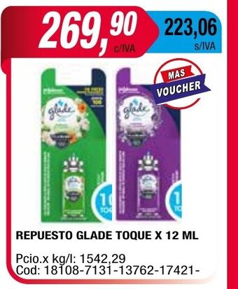Maxiconsumo Repuesto Glade Toque x 12ml oferta