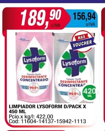 Maxiconsumo Limpiador Lysoform d/pack x 450ml oferta