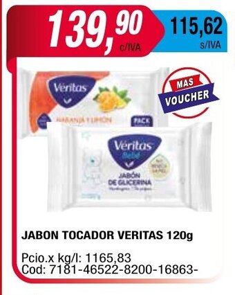 Maxiconsumo Jabon Tocador Veritas 120g oferta