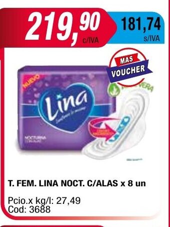 Maxiconsumo T. Fem. Lina Noct. C/Alas x 8un oferta