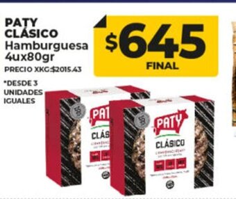 Supermayorista Vital Paty Clàsico Hamburguesa 4ux80gr oferta