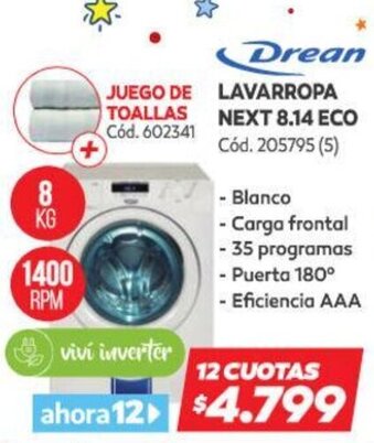 Naldo Lombardi Drean Lavarropa Next 8.14 ECO oferta