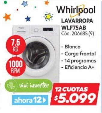 Naldo Lombardi Whirlpool Lavarropa WLF75AB oferta
