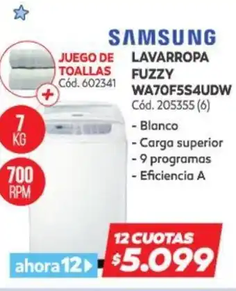 Naldo Lombardi Samsung Lavarropa Fuzzy WA70F5S4UDW oferta