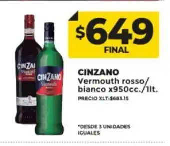 Supermayorista Vital Cinzano Vermouth Rosso/ Blanco x 950 cc./1 lt. oferta