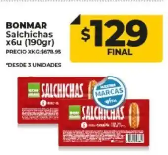 Supermayorista Vital Bonmar Salchichas x 6u ( 190 gr.) oferta
