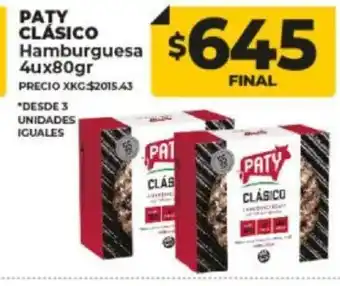Supermayorista Vital Paty Clásico Hamburguesa 4u x 80 gr oferta