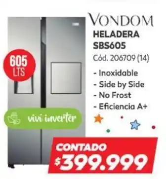 Naldo Lombardi Vondom Heladera SBS605 oferta