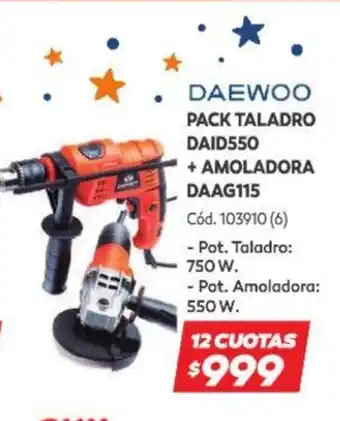 Naldo Lombardi Daewoo Pack Taladro DAID550 + Armoladora DAAG115 oferta