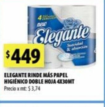 Punto Mayorista Elegante Rinde Mas Papel Higiénico Doble Hoja 4x30MT oferta