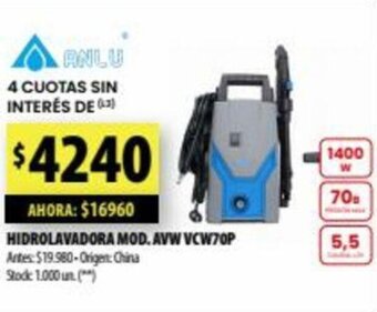 Punto Mayorista Hidrolavadora Mod. AVW VCW70P oferta