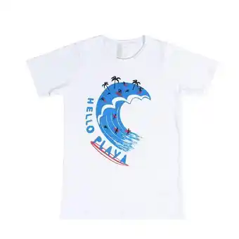 Coto Remera niña/o manga corta estampada playa color blanco talle 8 oferta