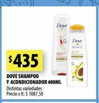 Punto Mayorista Dove shampoo y acondicionador 400ml distintas variedades oferta