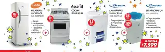 Naldo Lombardi Heladera HGF357AFB, Cocina Candor 52, Lavarropas Family 096A, Secarropas QV oferta