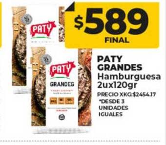 Supermayorista Vital Paty grandes hamburguesa oferta