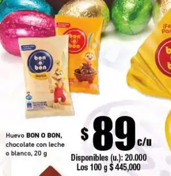 Cooperativa Obrera Bon O Bon Huevo chocolate con leche o blanco 20 g oferta