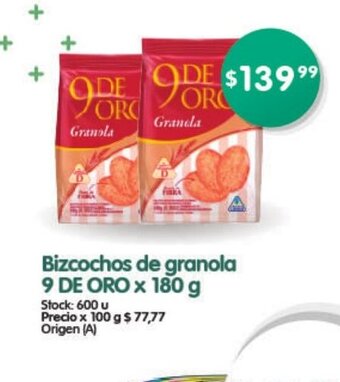 Supermercados Buenos Días Bizcochos De Granola 9 De Oro x 180g oferta