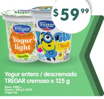Supermercados Buenos Días Yogur Entero / Descremado Tregar Cremoso x 125g oferta