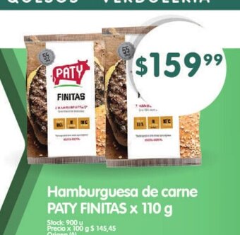 Supermercados Buenos Días Hamburguesa De Carne Paty Finitas x 110g oferta