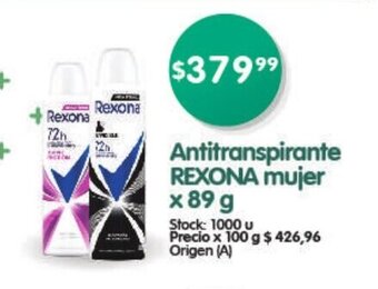 Supermercados Buenos Días Antitranspirante Rexona Mujer x 89g oferta