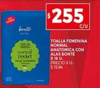 Supermercados DIA Toalla femenina normal anatomica con alas bonté oferta