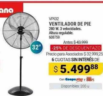 Cooperativa Obrera Ventilador de pie oferta