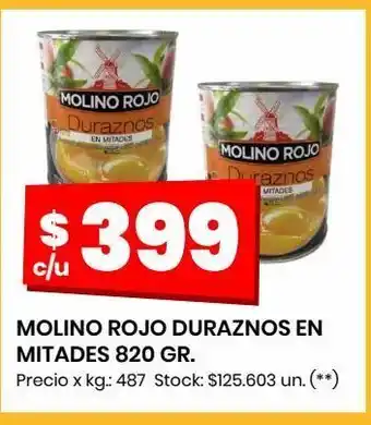 Changomas Molino rojo duraznos en mitades 820 gr oferta