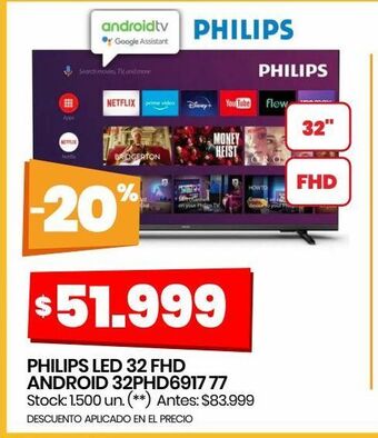 Changomas Philips led 32 fhd android 32phd6917 77 oferta
