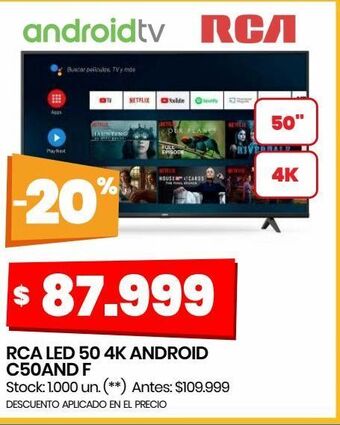 Changomas Rca led 50 4k android c50and f oferta