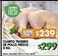 Jumbo Cuarto trasero de pollo fresco x kg oferta