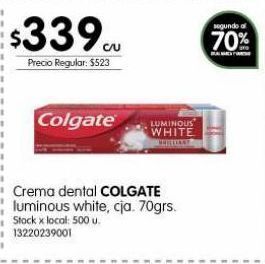 Jumbo Crema dental colgate luminous white 70g oferta