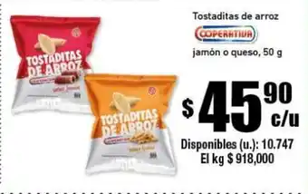 Cooperativa Obrera Tostaditas de arroz jamón o queso 50g oferta