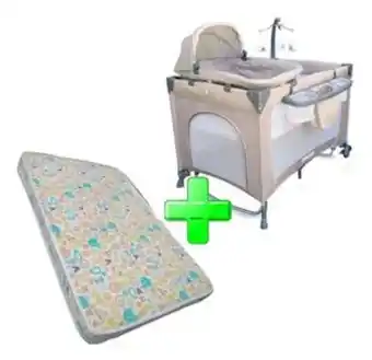 Frávega Practicuna cuna megababy completa + colchon + mosquitero beige oferta