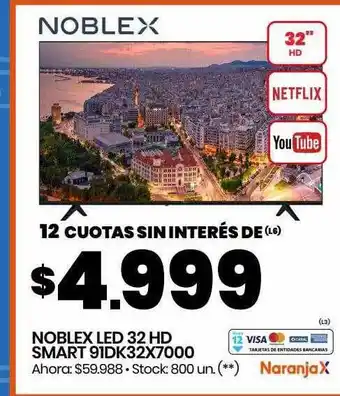 Changomas Noblex led 32 hd smart 91dk32x7000 oferta