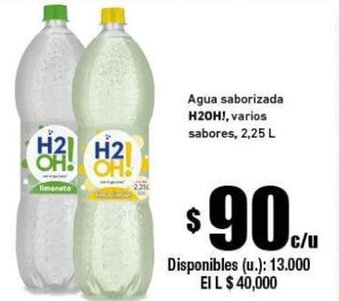 Cooperativa Obrera H20H, Agua saborizada, varios sabores 2,25L oferta