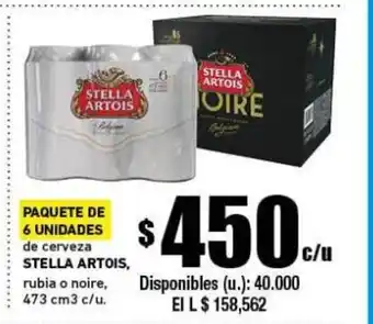 Cooperativa Obrera Stella Artois de cerveza oferta