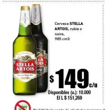 Cooperativa Obrera Stella Artois Cerveza, rubia o noire oferta