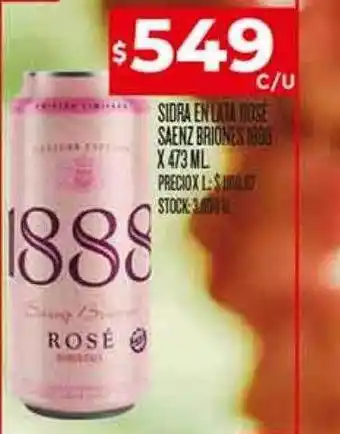 Supermercados DIA Sidra en lata rosé saenz briones 1888 oferta