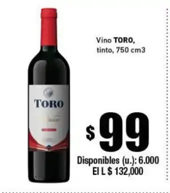Cooperativa Obrera Toro Vino tinto 750cm oferta